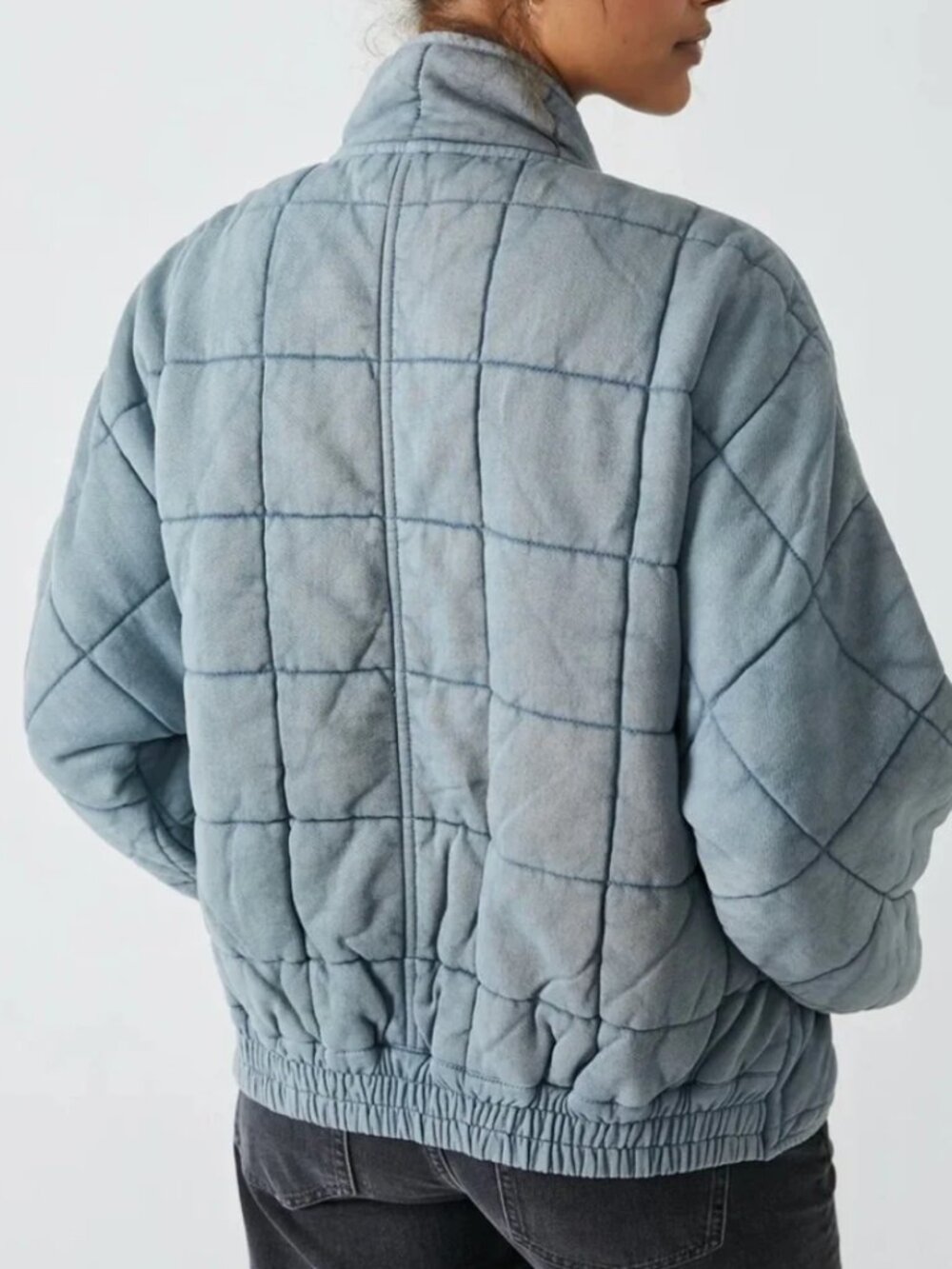 Free People Quilted Dolman Jacket, Wavy Waters | Size M - Picture 2 of 10